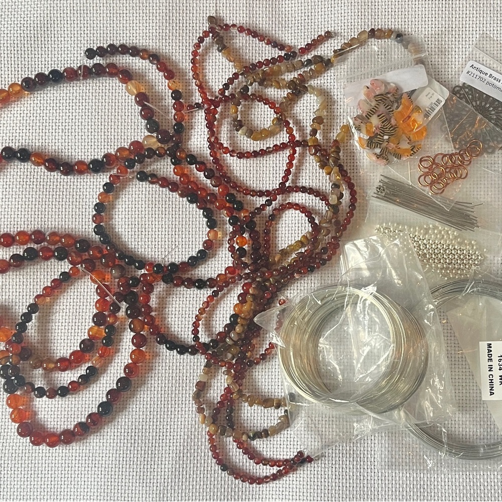 Agate Bead Collection with Findings – 9 Strands